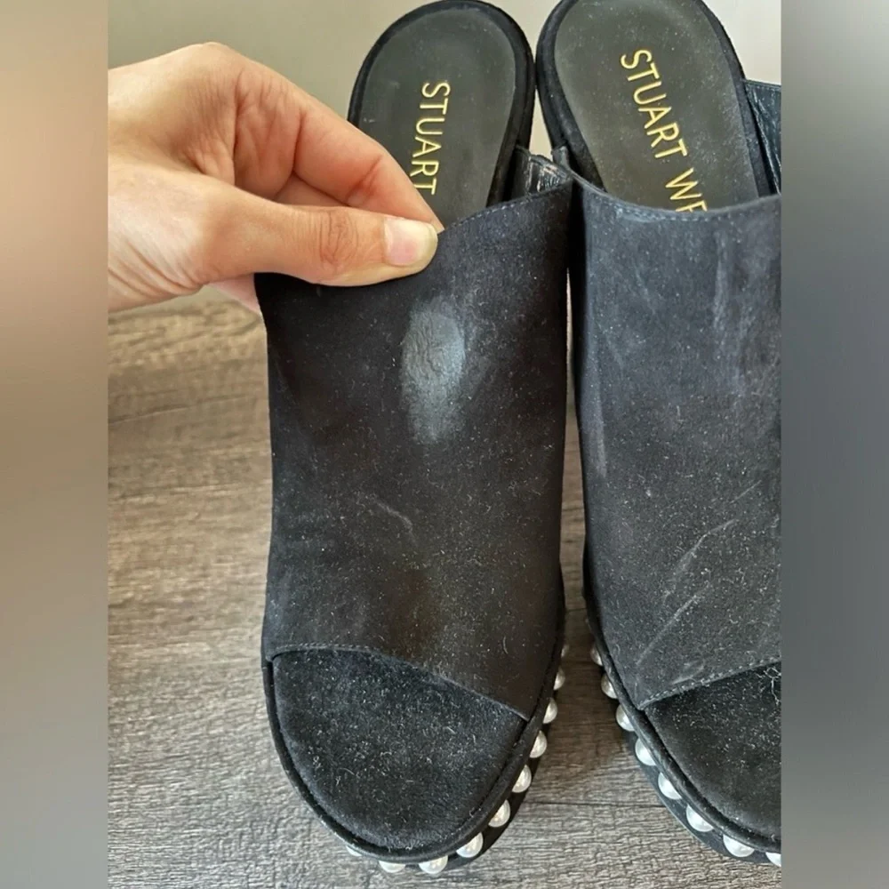 Stuart Weitzman Women's SkyHi 145 Slip On Studded Platform Sandals 9.5 - Picture 4 of 4